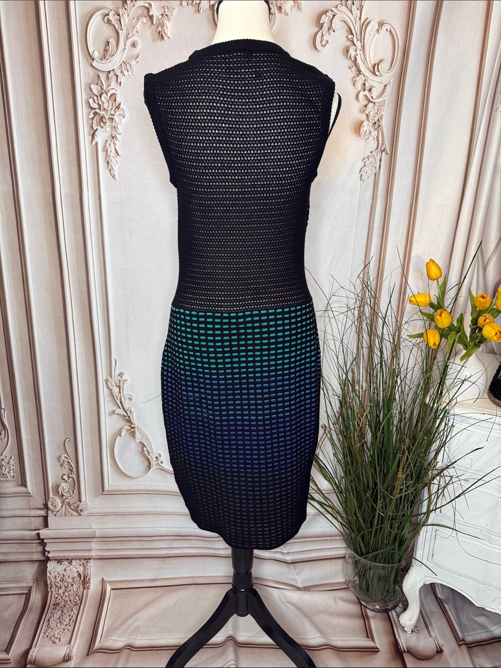 Missoni Black Blue Green Knit Midi Dress - Picture 6 of 8